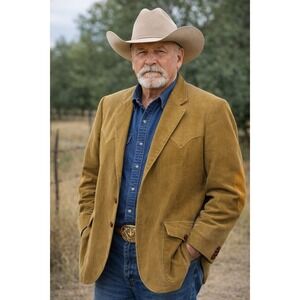 Kenny Rogers Corduroy Sport Coat Mens 44L Cowboy Blazer Suede Elbow‎ Patches